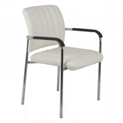 Cazen stackable guest chair pakoworld white pu-chrome leg 55x49x84cm