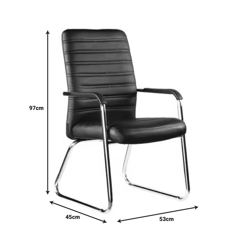 Guest stackable chair Sefine pakoworld black pu-chrome leg 53x45x97cm