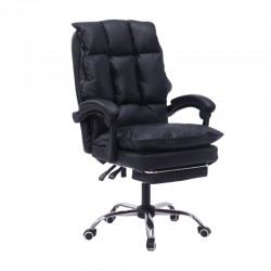 Director's office chair with footrest Dietina pakoworld pu in black color 60x50x105-115cm