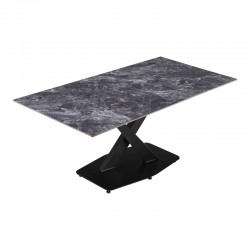 Τραπέζι Tafel pakoworld Sintered stone μαύρο με μεταλλικά πόδια σε μαύρη απόχρωση 180x90x76εκ