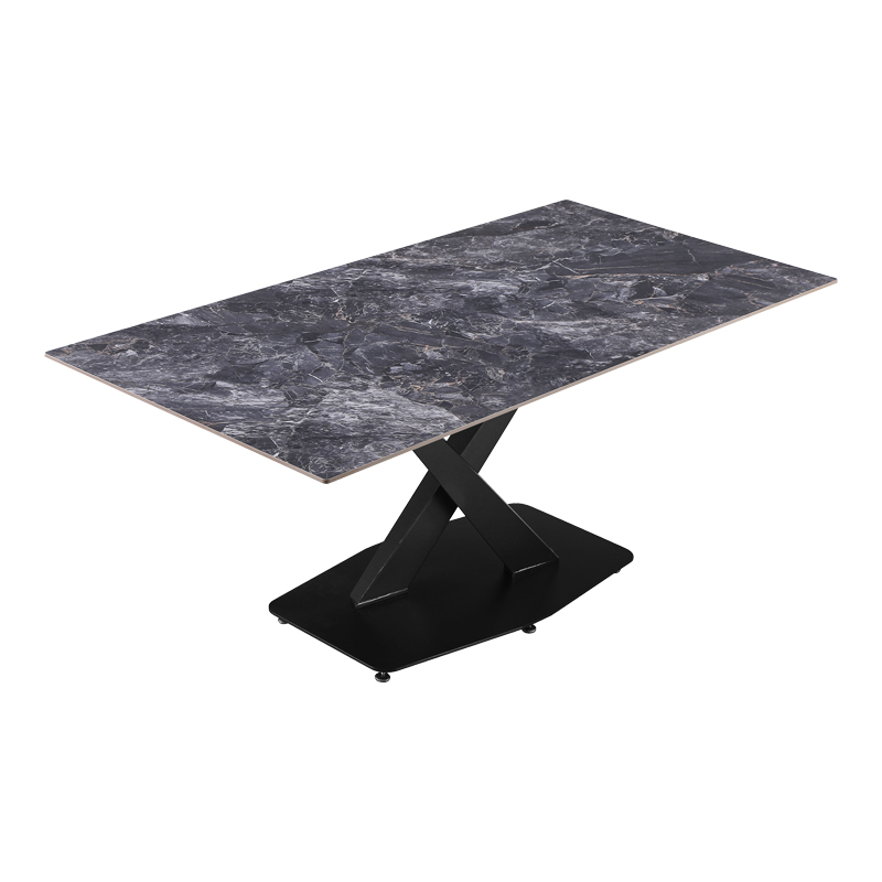 Τραπέζι Tafel pakoworld Sintered stone μαύρο με μεταλλικά πόδια σε μαύρη απόχρωση 180x90x76εκ