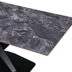 Τραπέζι Tafel pakoworld Sintered stone μαύρο με μεταλλικά πόδια σε μαύρη απόχρωση 180x90x76εκ