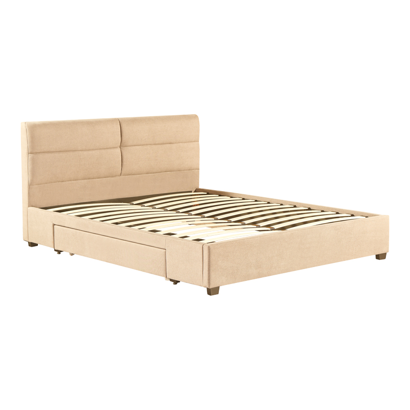 Anay pakoworld double bed with drawer beige fabric 160x200cm