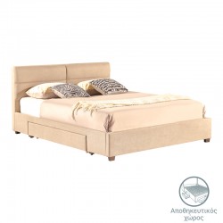 Anay pakoworld double bed with drawer beige fabric 160x200cm