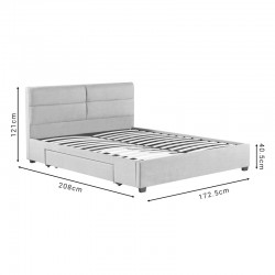 Anay pakoworld double bed with drawer fabric gray 160x200cm