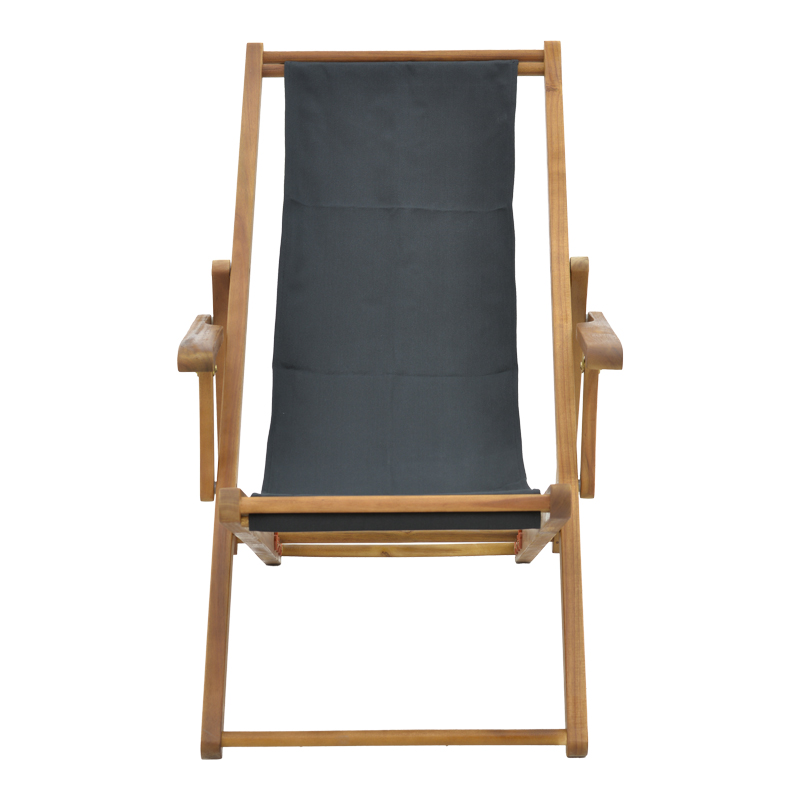 Chaise longue Xurian pakoworld acacia wood natural-cloth pvc black