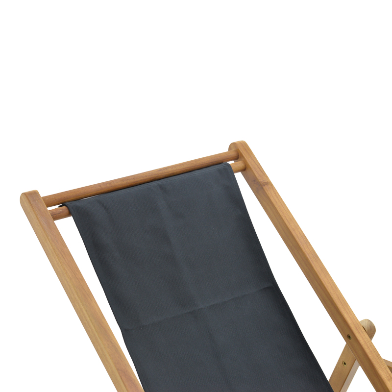 Chaise longue Xurian pakoworld acacia wood natural-cloth pvc black