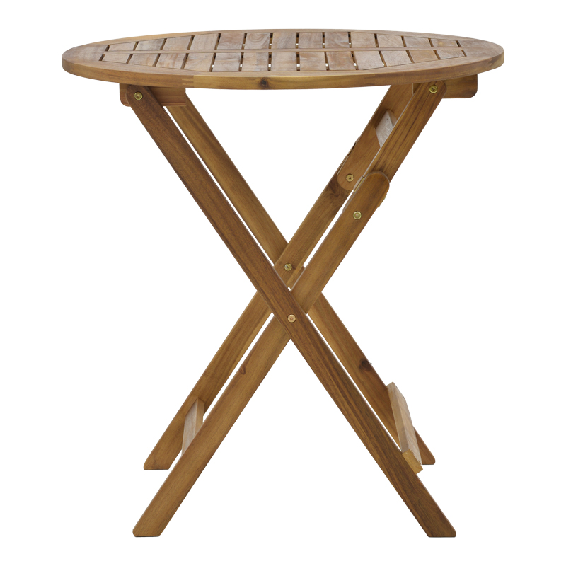 Τραπέζι Capruva pakoworld πτυσσόμενο φυσικό ξύλο ακακίας Φ70x74εκ