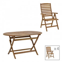 Warmo-Falov pakoworld dining table set of 5 natural solid acacia wood 130x80x72cm