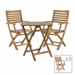 Dining table Gorpo-Carpuva pakoworld set of 3 folding natural solid acacia wood D70x74cm