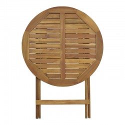 Dining table Gorpo-Carpuva pakoworld set of 3 folding natural solid acacia wood D70x74cm