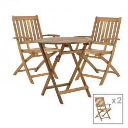 Dining table Mobie-Carpuva pakoworld set of 3 folding natural solid acacia wood D70x74cm