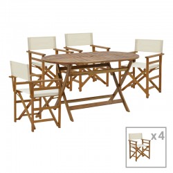 Dining room Bistrual-Falov pakoworld set of 5 folding natural solid acacia wood 130x80x72cm