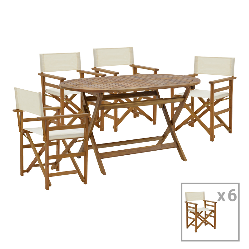 Dining room Bistrual-Falov pakoworld set of 7 folding natural solid acacia wood 130x80x72cm