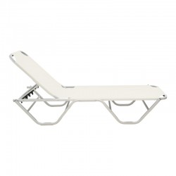 Dessie 5-seater reclining deckchair pakoworld aluminum stackable textilene off-white 56x188x30cm