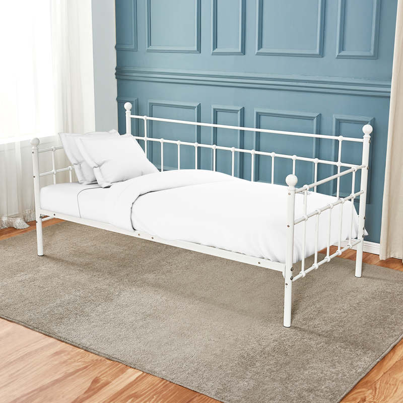 Κρεβάτι-Καναπές Havelock pakoworld λευκό μεταλλικό 90x190x98εκ