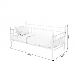 Bed-Sofa Havelock pakoworld white metal 90x190x98cm