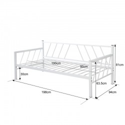 Κρεβάτι-Καναπές Remmie pakoworld μέταλλο σε λευκή απόχρωση 90x190εκ