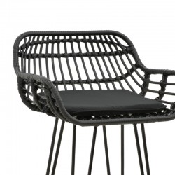Garden bar stool Naoki pakoworld with cushion pe black-metal black leg 52x50x90cm