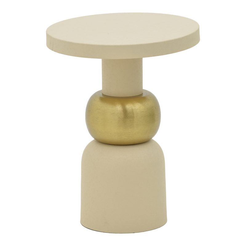 Side table Enville Inart cream-gold metal D41x53cm