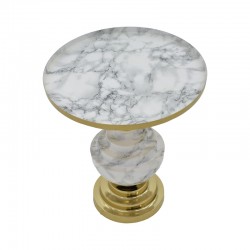 Side table Cogent Inart marble grey-gold metal D41x44cm
