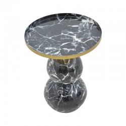 Side table Dearest Inart marble blue-gold metal D41x57cm