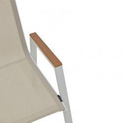 Azelie pakoworld aluminum armchair in beige textilene shade and white leg 77x55x94cm