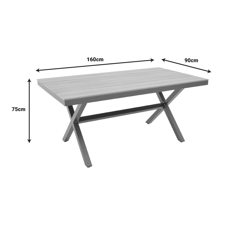 Τραπέζι Thorio pakoworld ξύλο επιφάνεια καρυδί-μαύρο πόδι αλουμινίου 160x90x75εκ