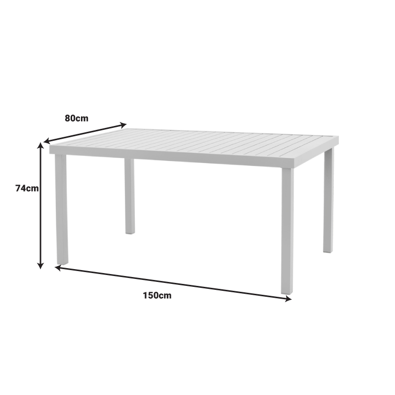 Dining table Kliton - Azelie set of 5 pakoworld aluminum in white shade 150x80x74cm