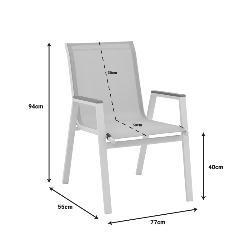 Dining table Kliton - Azelie set of 5 pakoworld aluminum in white shade 150x80x74cm