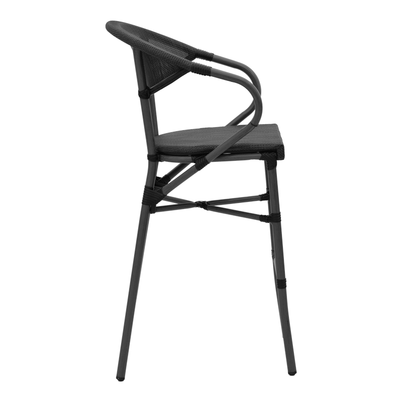 Bar stool Efolian pakoworld black aluminum-black  textilene 58x58x113cm