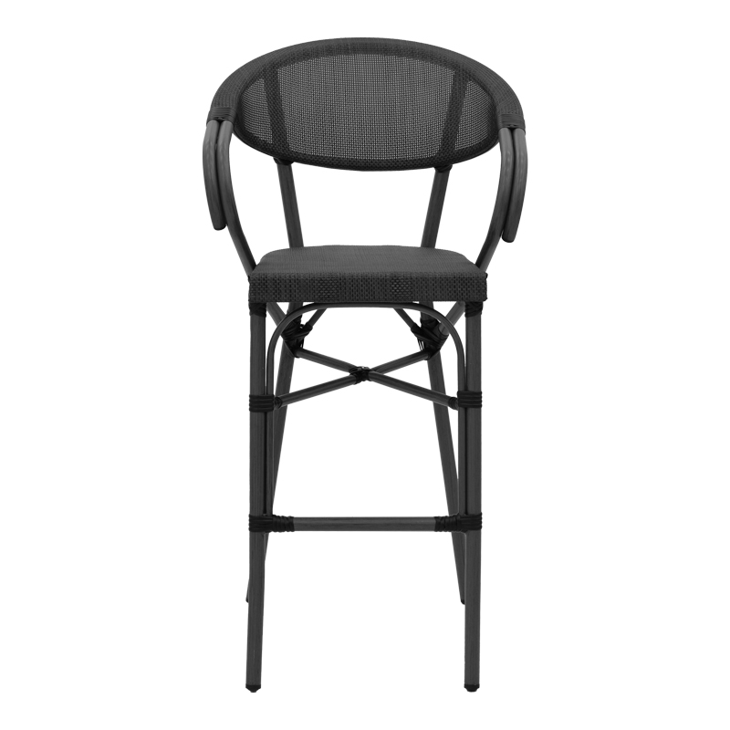 Bar stool Efolian pakoworld black aluminum-black  textilene 58x58x113cm