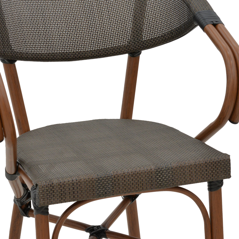 Bar stool Efolian pakoworld walnut aluminum-grey textilene 58x58x113cm