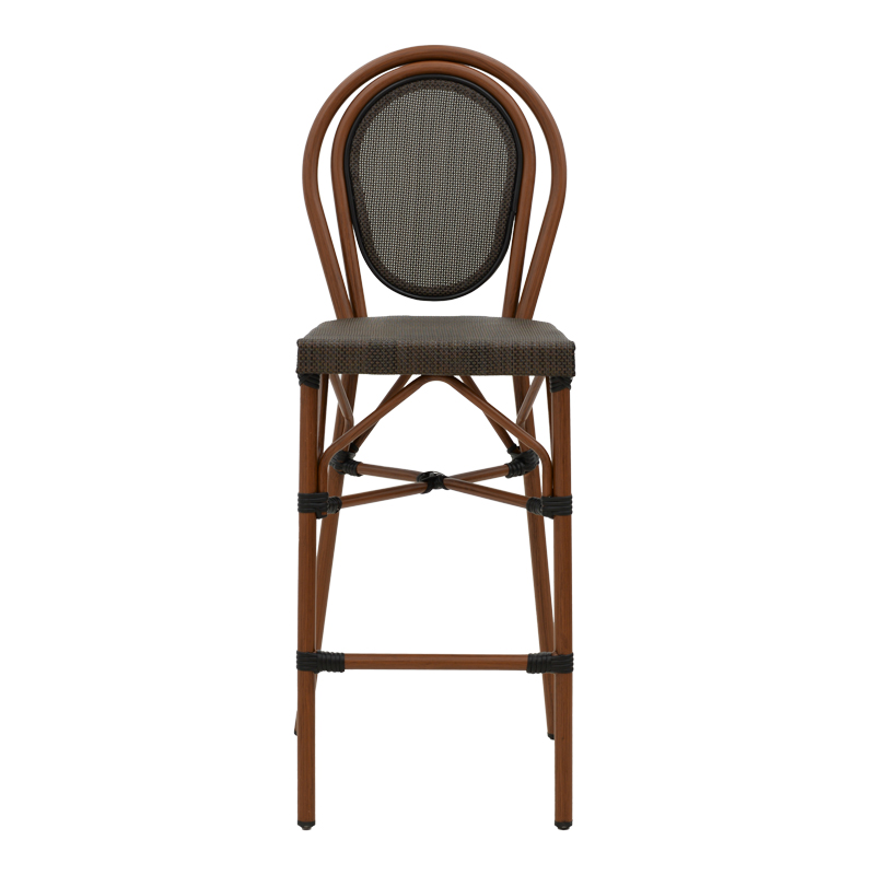 Bar stool Dezyan pakoworld dark brown aluminum-grey textilene 41.5x53.5x116cm