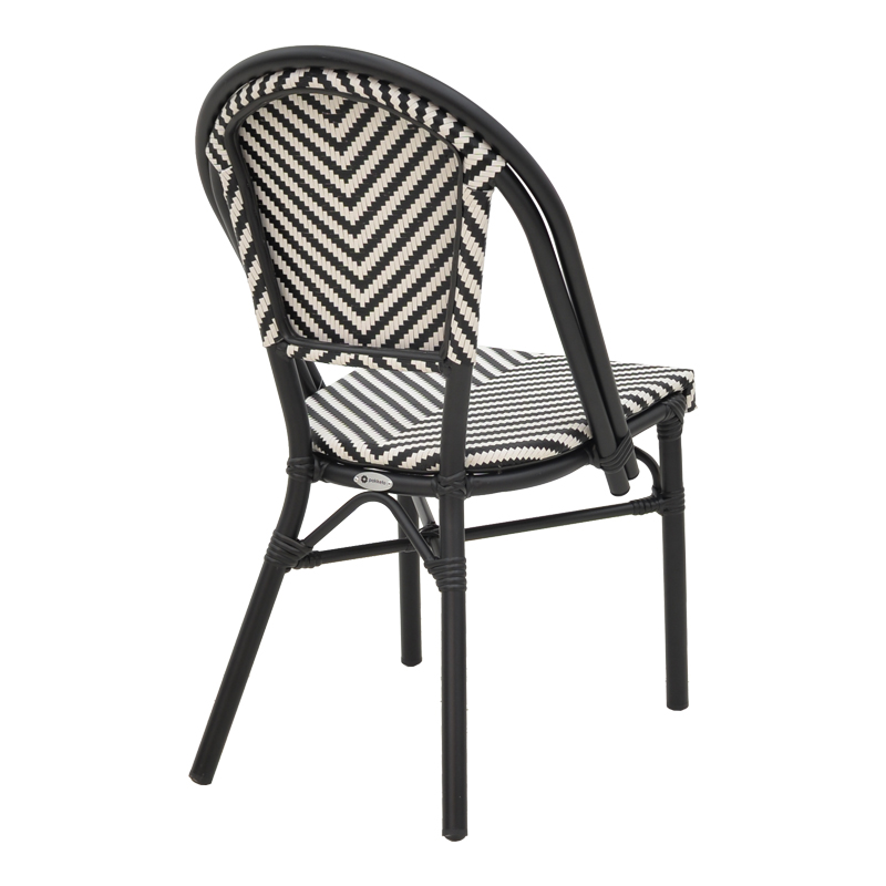 Chair Uarmin pakoworld stack black aluminum-black and white  textilene 46x57x85cm