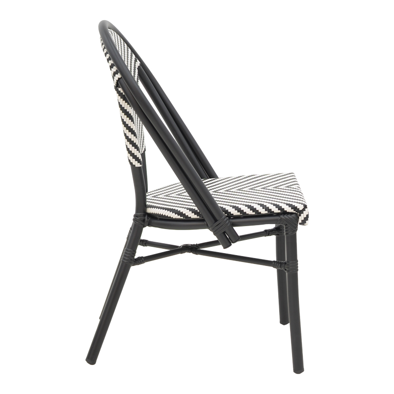 Chair Uarmin pakoworld stack black aluminum-black and white  textilene 46x57x85cm