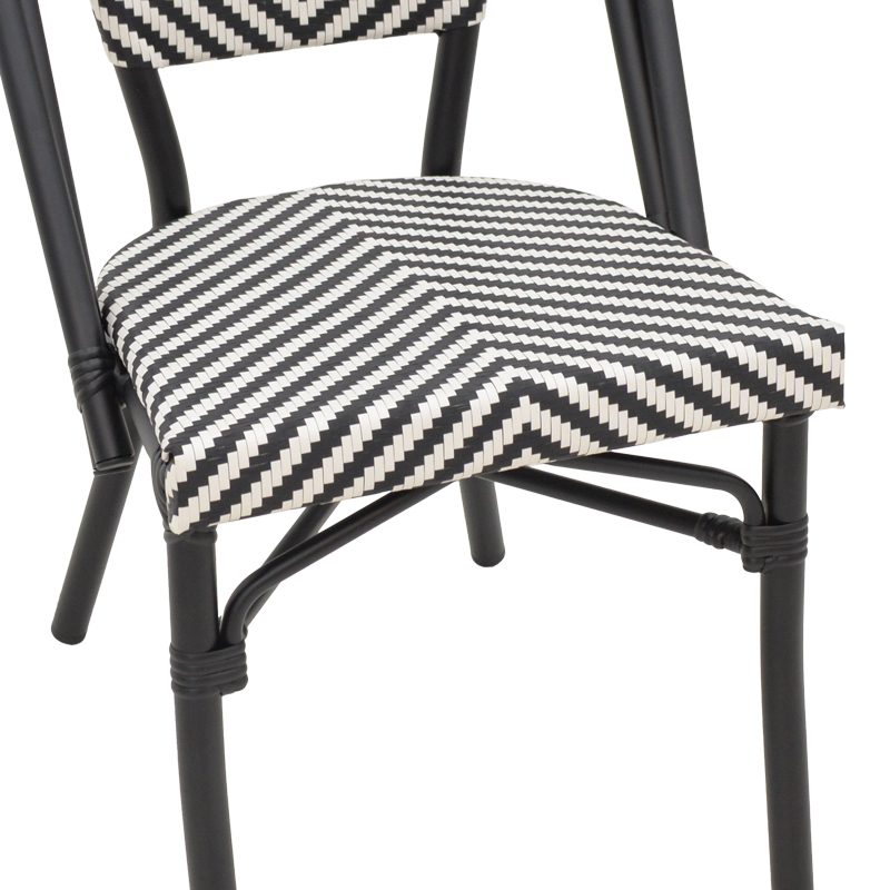 Chair Uarmin pakoworld stack black aluminum-black and white  textilene 46x57x85cm