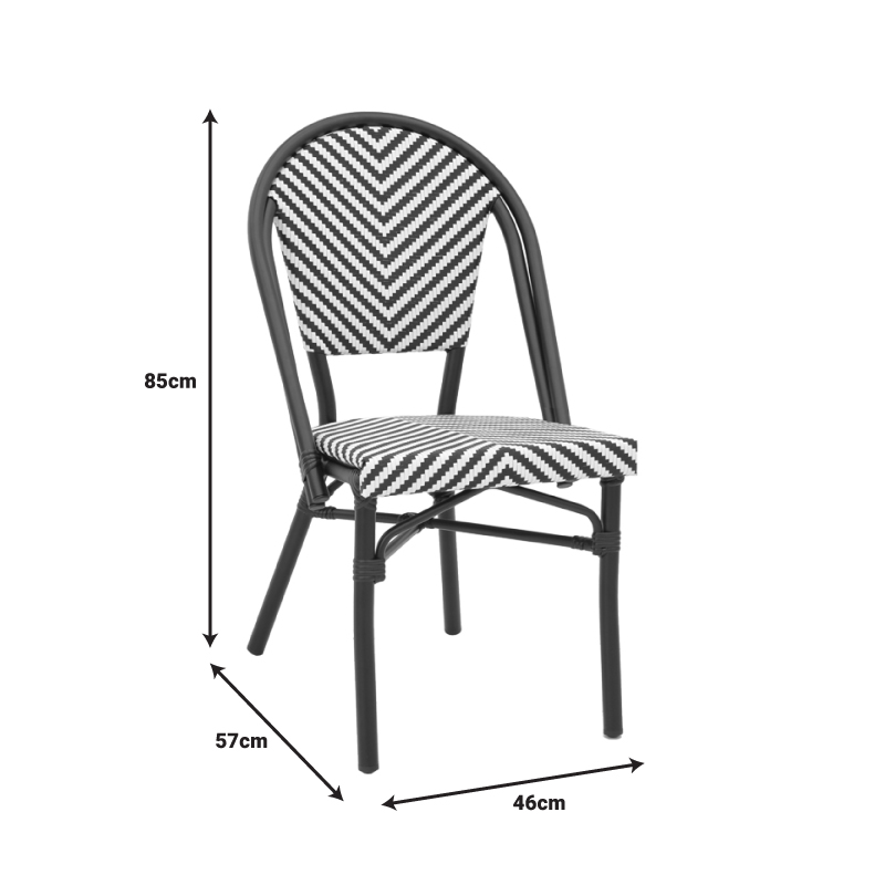 Chair Uarmin pakoworld stack black aluminum-black and white  textilene 46x57x85cm