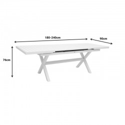 Expanding table Dagyn pakoworld white aluminum 180-240x90x76cm