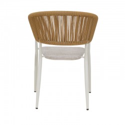 Aluminum armchair Raven pakoworld stackable white frame-natural textilene-rattan 57x62x78cm