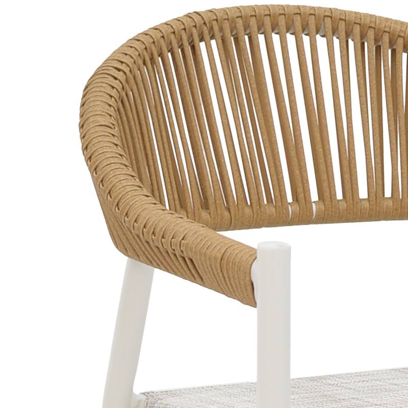 Elation aluminum armchair pakoworld stackable white frame-textilene natural rattan 57x56x78cm