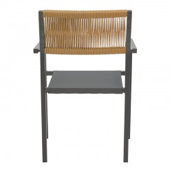 Aluminum armchair Savor pakoworld stackable anthracite frame-textilene natural rattan 55x58x63cm