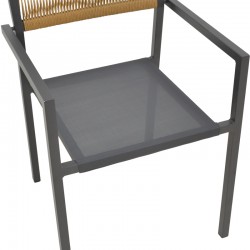 Aluminum armchair Savor pakoworld stackable anthracite frame-textilene natural rattan 55x58x63cm