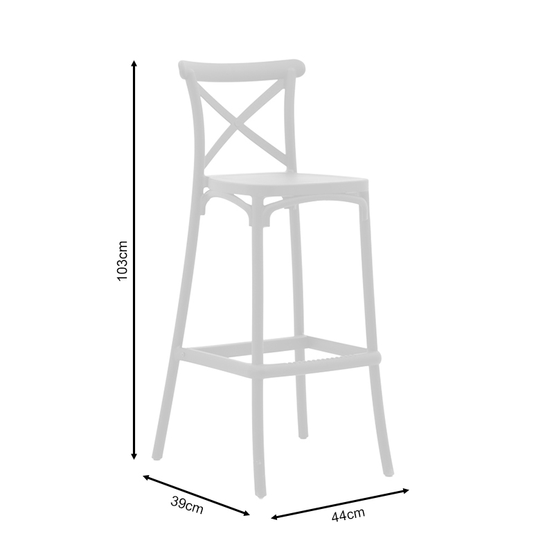 Bar stool Crossie pakoworld pp white 44x39x103cm