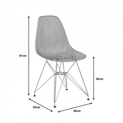 Καρέκλα Adelle pakoworld PP διάφανο γκρι-inox πόδι 46x55x81εκ