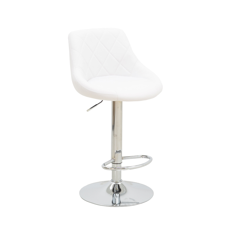 Bar stool Boronez pakoworld height adjustable white pu-chrome base 47x49x112cm