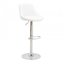 Bar stool Boronez pakoworld height adjustable white pu-chrome base 47x49x112cm