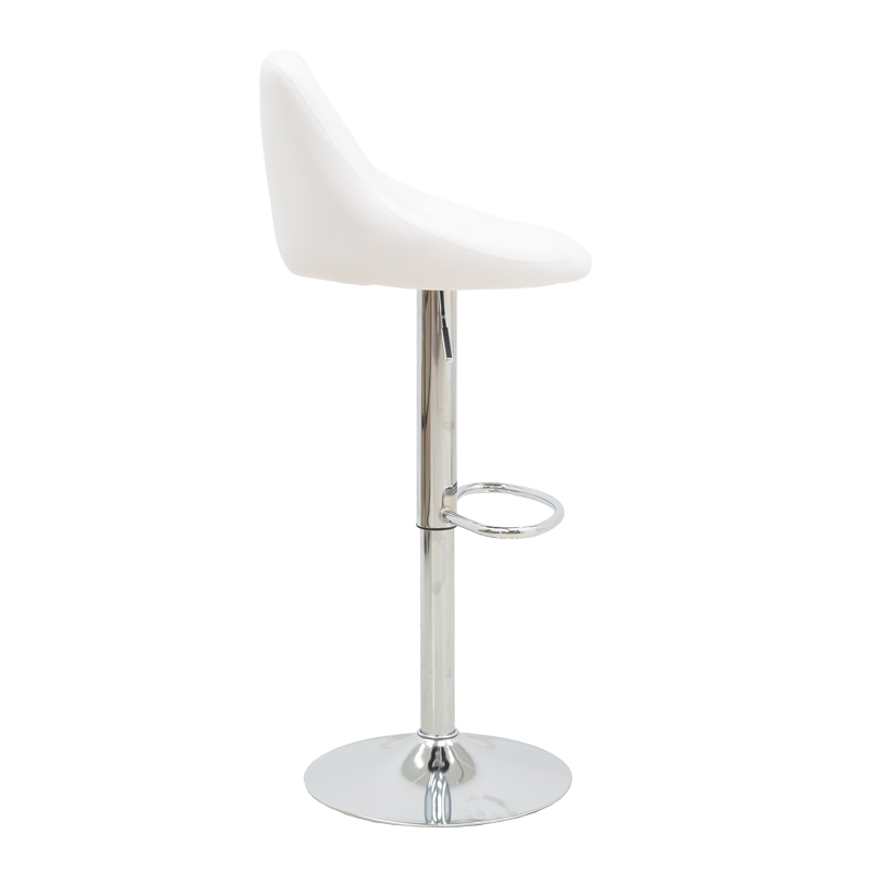 Bar stool Boronez pakoworld height adjustable white pu-chrome base 47x49x112cm