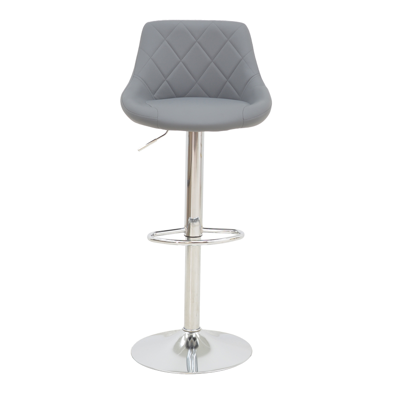 Bar stool Boronez pakoworld height adjustable grey pu-chrome base 47x49x112cm