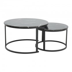 Coffee table Revelon pakoworld set of 2 mdf in black marble look 80x80x45cm